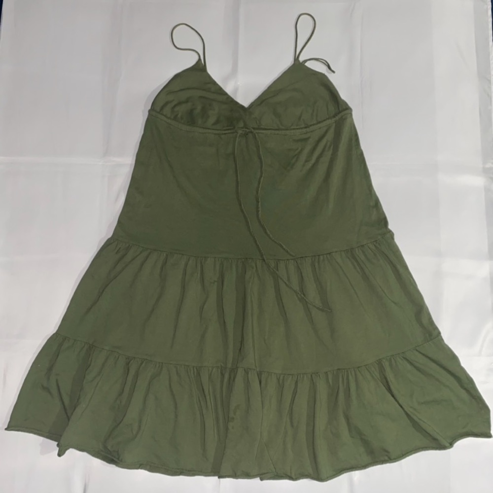 Cecico Spaghetti Strap Flowy Green Mini Dress